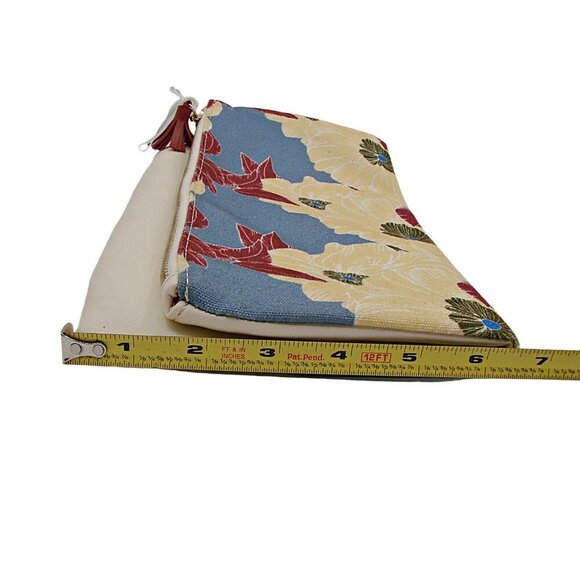 Rachel Pally Floral Printed Canvas Leather Trim Clutch Bag Tassel Zipper Magnet - Picture 8 of 9